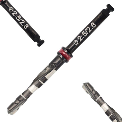 Artman Instruments 2.5/2.8 mm Titanium-Coated Stainless Steel Dental Implant Drill Precision Osteotomy Drill for Implant Site Preparation