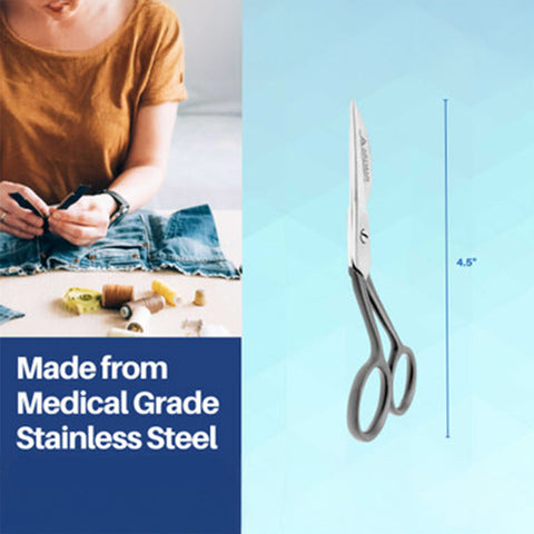 Applique Pelican Duckbill Blade 4.5 Inch - Double Bent Curved Offset Handle Scissors with Pouch Sleeve for Embroidery, Fabric, Arts & Craft by Artman Instruments