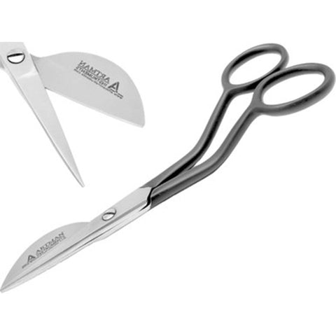 Applique Pelican Duckbill Blade 6 Inch - Double Bent Curved Offset Handle Scissors with Pouch Sleeve for Embroidery, Fabric, Arts & Craft by Artman Instruments