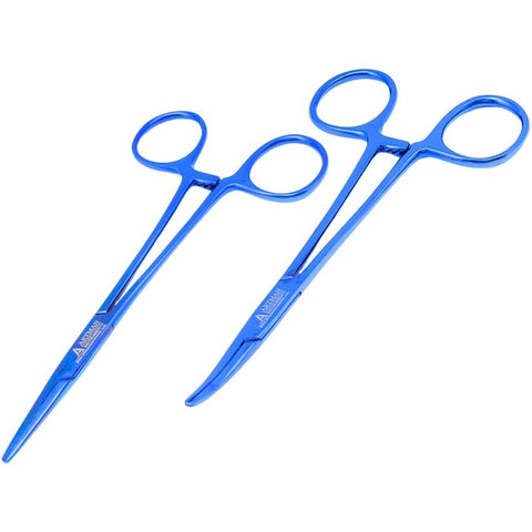 Artman Instruments Artery Forceps Set of 2 Curved & Straight 5 inches Blue Plasma