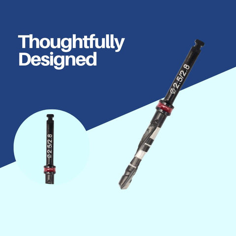 Artman Instruments 2.5/2.8 mm Titanium-Coated Stainless Steel Dental Implant Drill Precision Osteotomy Drill for Implant Site Preparation