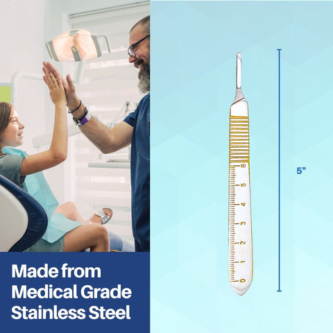 Artman Instruments B.P. Scalpel Handle #3 with Inches Scale – Stainless Steel Surgical Handle Compatible with Blades #6 to #16