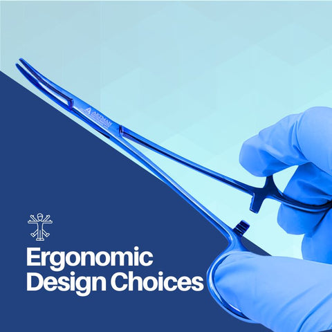 Artman Instruments Artery Forceps Set of 2 Curved & Straight 5 inches Blue Plasma